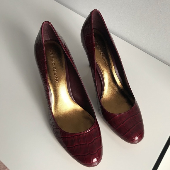 Arturo Chiang Red Wine Snakeskin Pumps Patent Leather Women’s Shoes Vintage Y2K - Picture 12 of 16